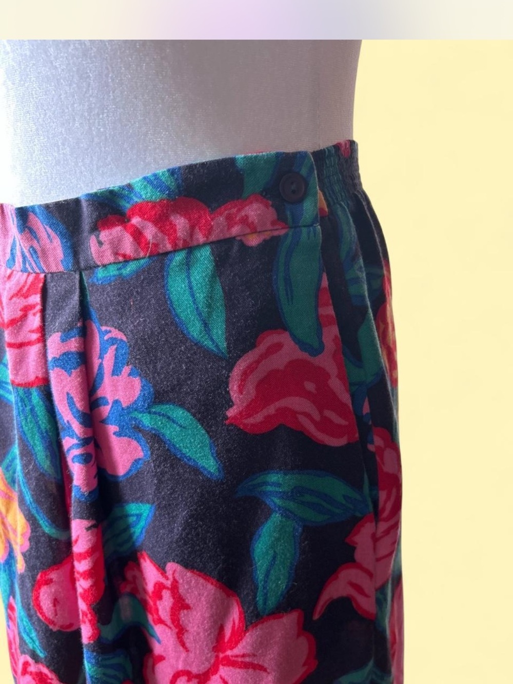 Vintage 90s Floral Midi Skirt - Ivory Miami - Size Large - Picture 2 of 5